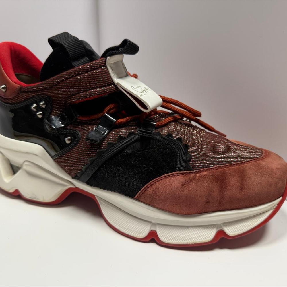 Christian Louboutin Red and Black Designer Sneakers